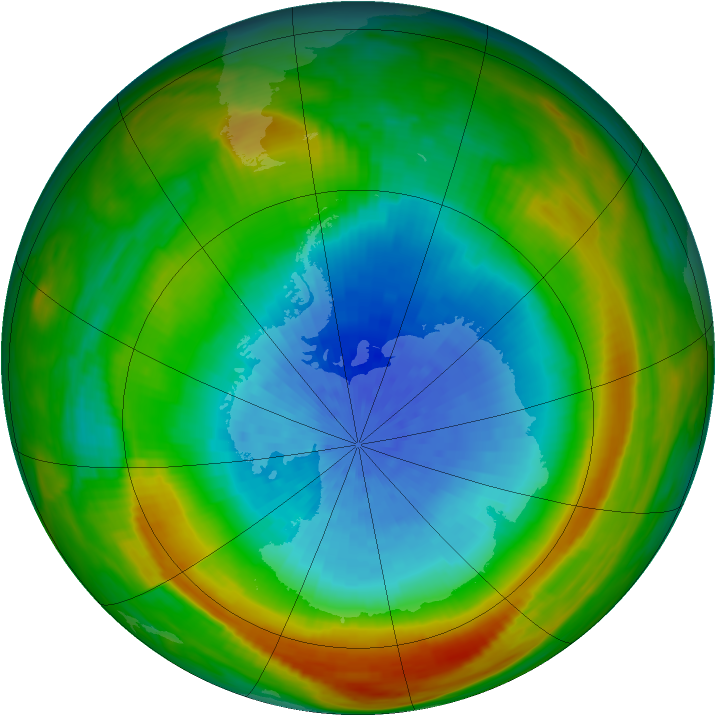 Antarctic ozone map for 30 September 1980